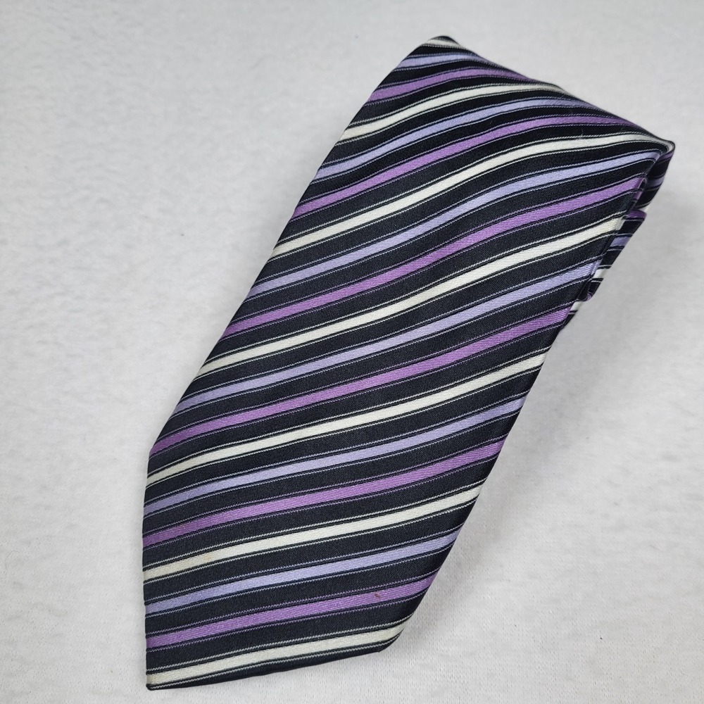 Geoffrey Beene 100% Silk Hand Made Tie Multicolor Stripes 3.75" x 59"